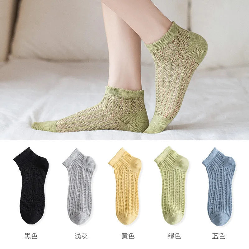 Cotton Polyester Mesh Ankle Socks for Women