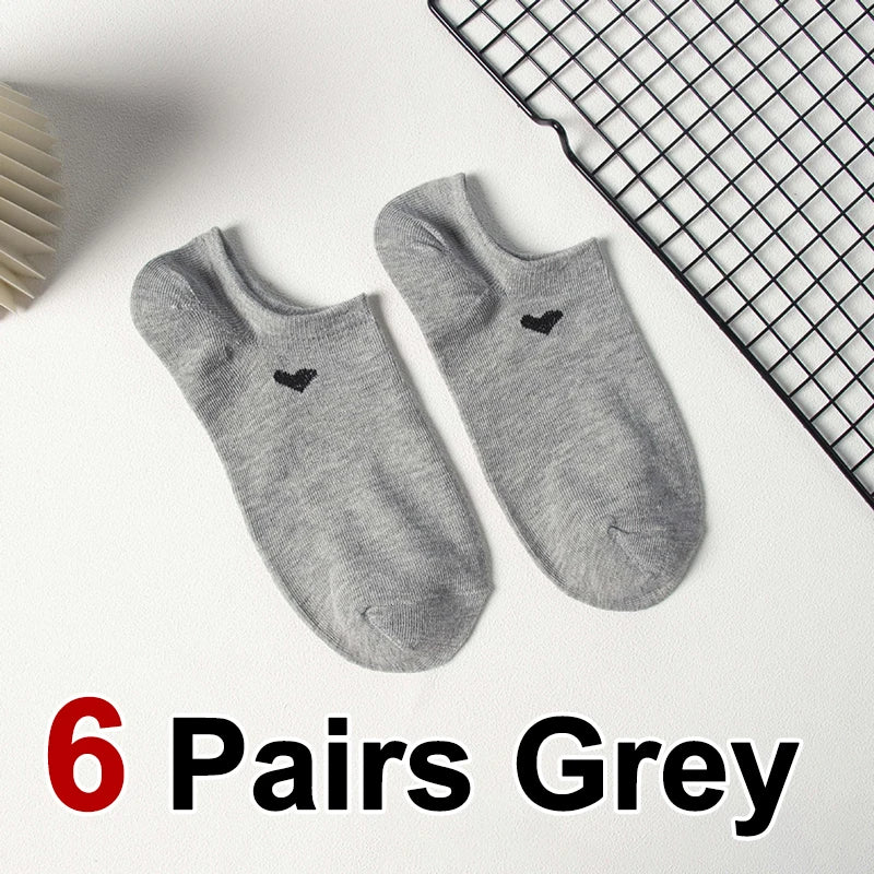 Polyester Elastane Low Cut Casual Heart Print Women Socks - 17
