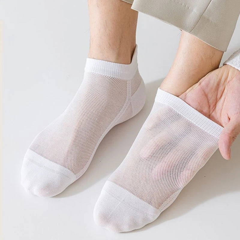 Cotton Polyester Ankle Socks Breathable Mesh Summer Casual Footwear