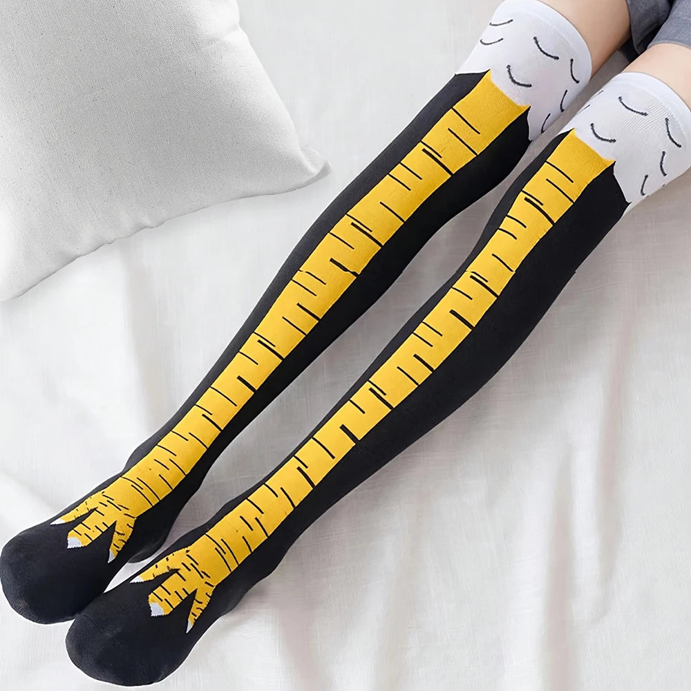 Polyester Spandex Knee High Chicken Claw Novelty Socks