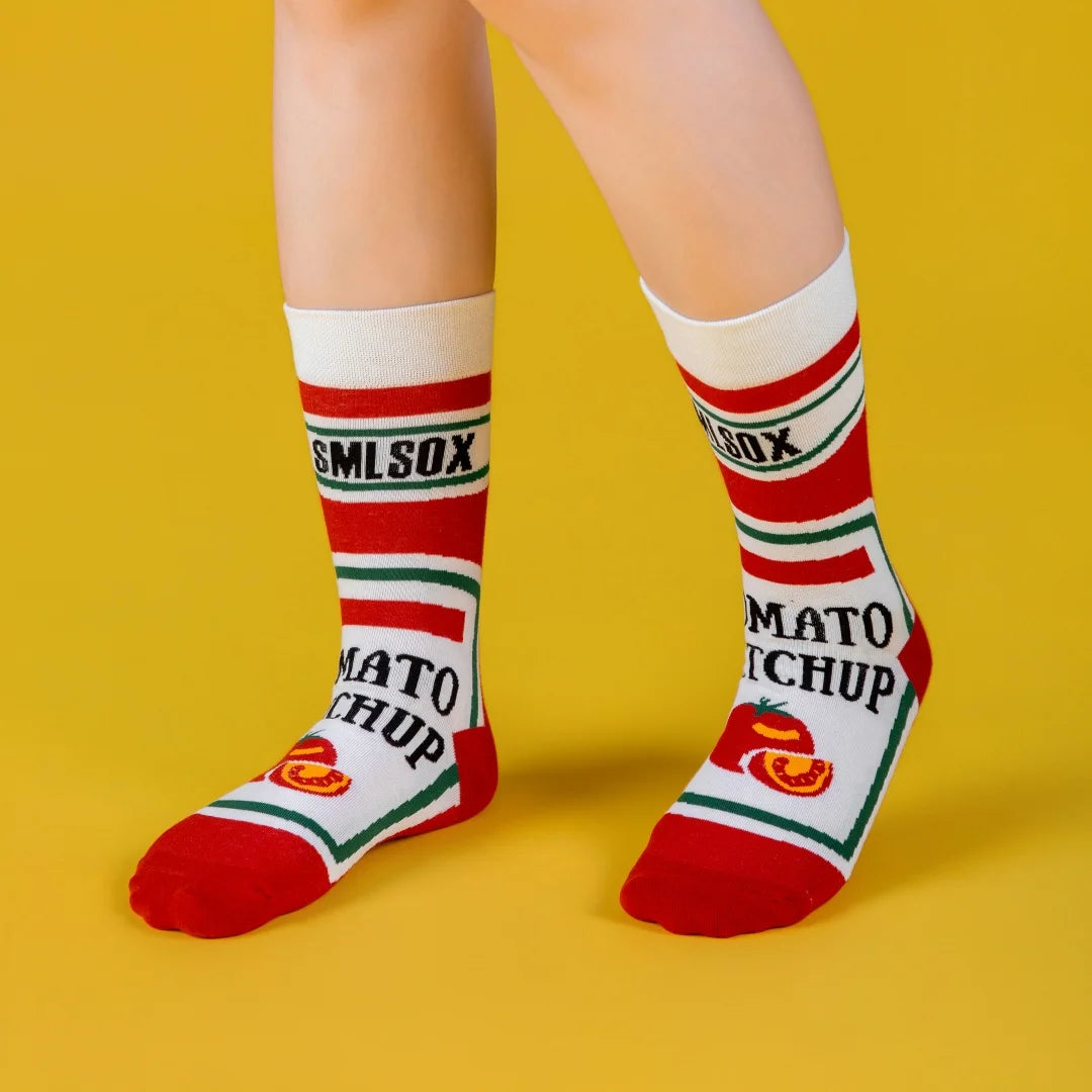 Cotton Blend Tomato Print Unisex Mid Tube Socks