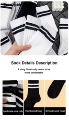 Polyester Blend Striped Mid Tube Mens Casual Crew Socks