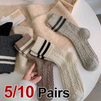 Polyester Elastane Striped Mid Tube Socks