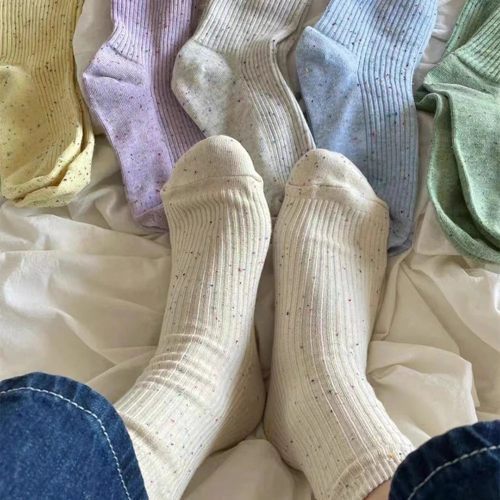 Polyester Elastane Blend Mid Tube Casual Socks - 7