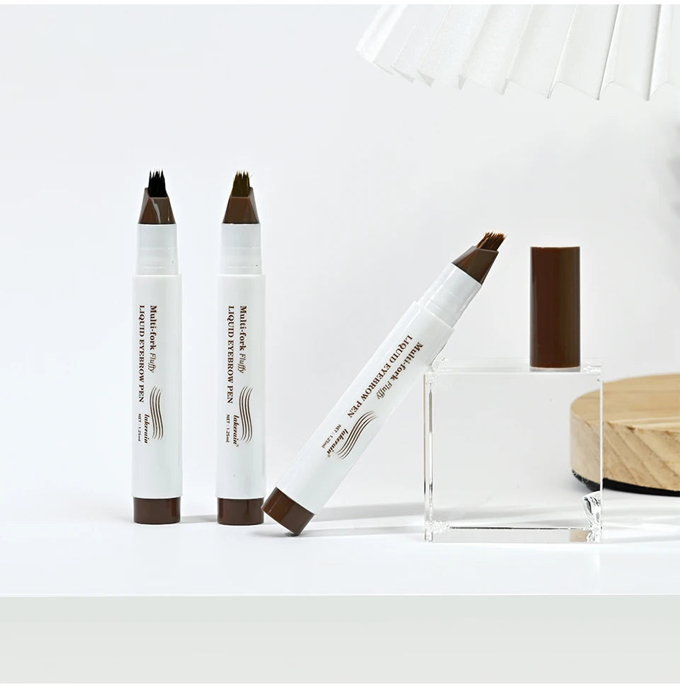 Liquid Eyebrow Pencil Multi Prong Brush Waterproof Makeup Pen