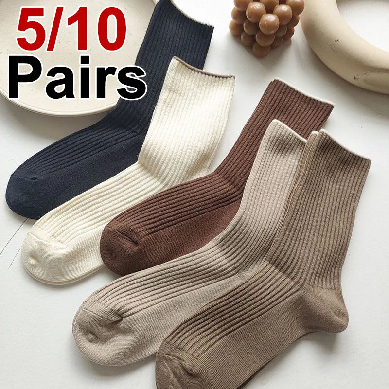 Cotton Blend Mid Length Casual Striped Socks - 1