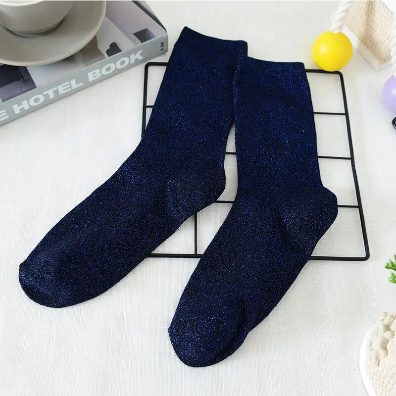Metallic Knit Women Casual Socks