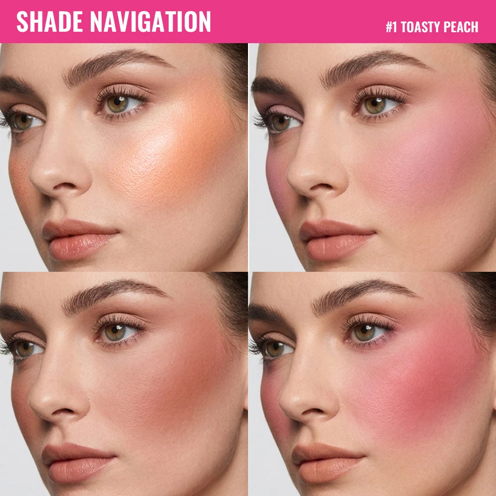 4 Color Matte Powder Blush Palette with Makeup Brush