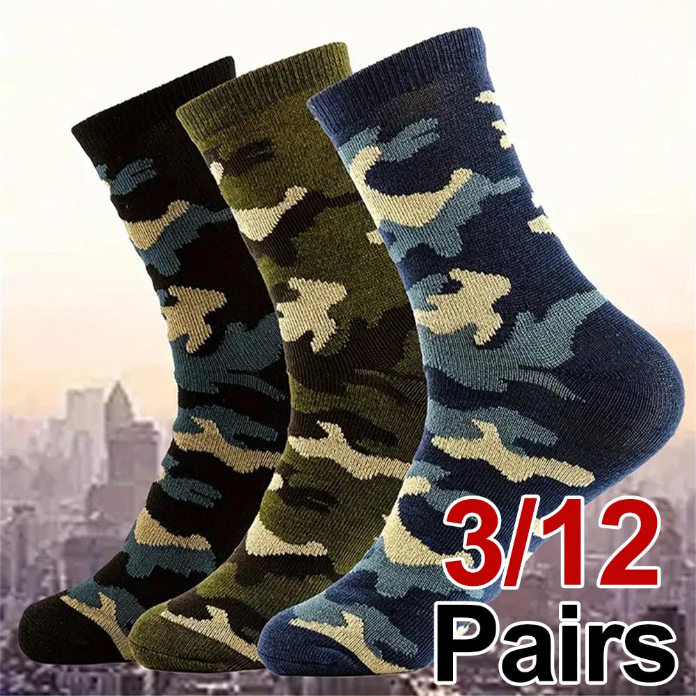 Polyester Elastane Camouflage Crew Socks - 1