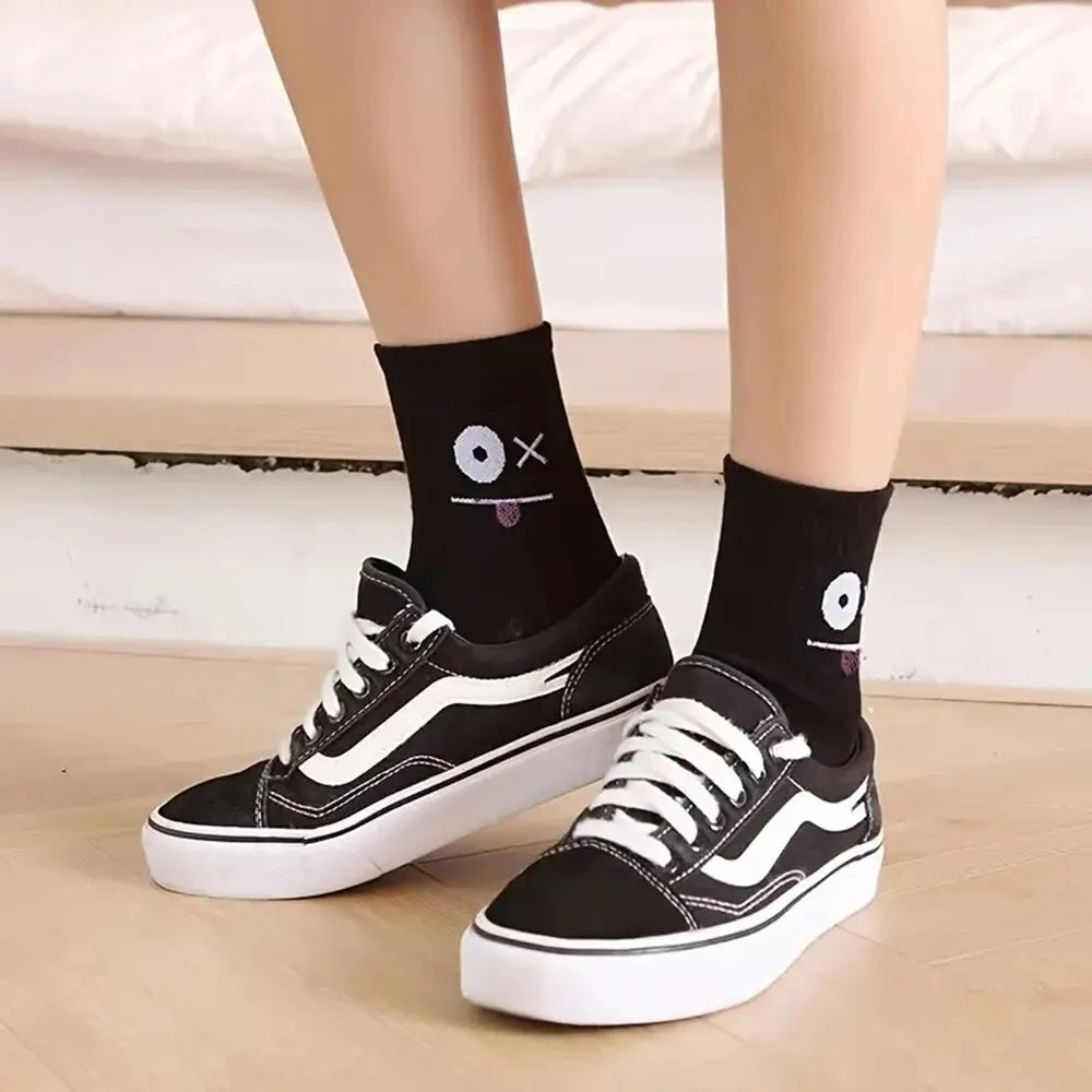 Polyester Blend Expression Print Crew Socks