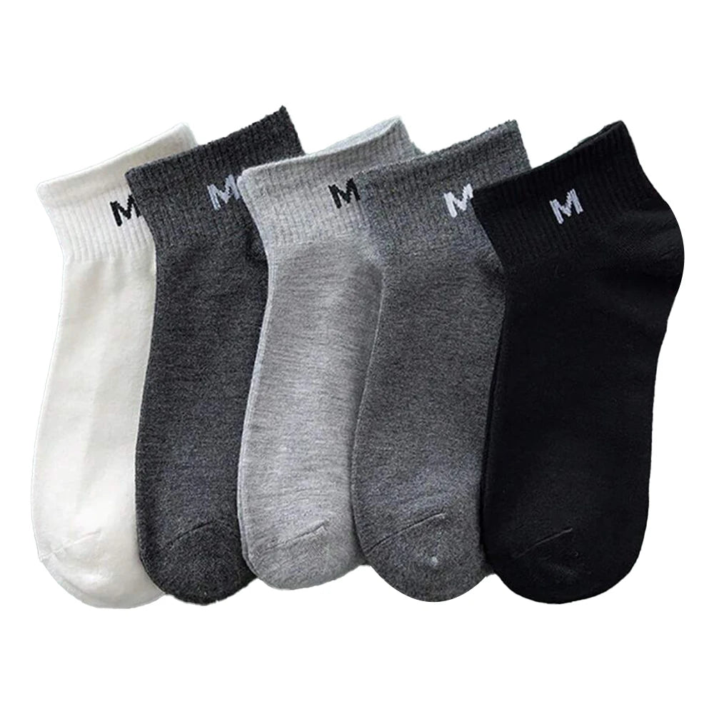 Polyester Blend Ankle Socks For Men 5 Pack
