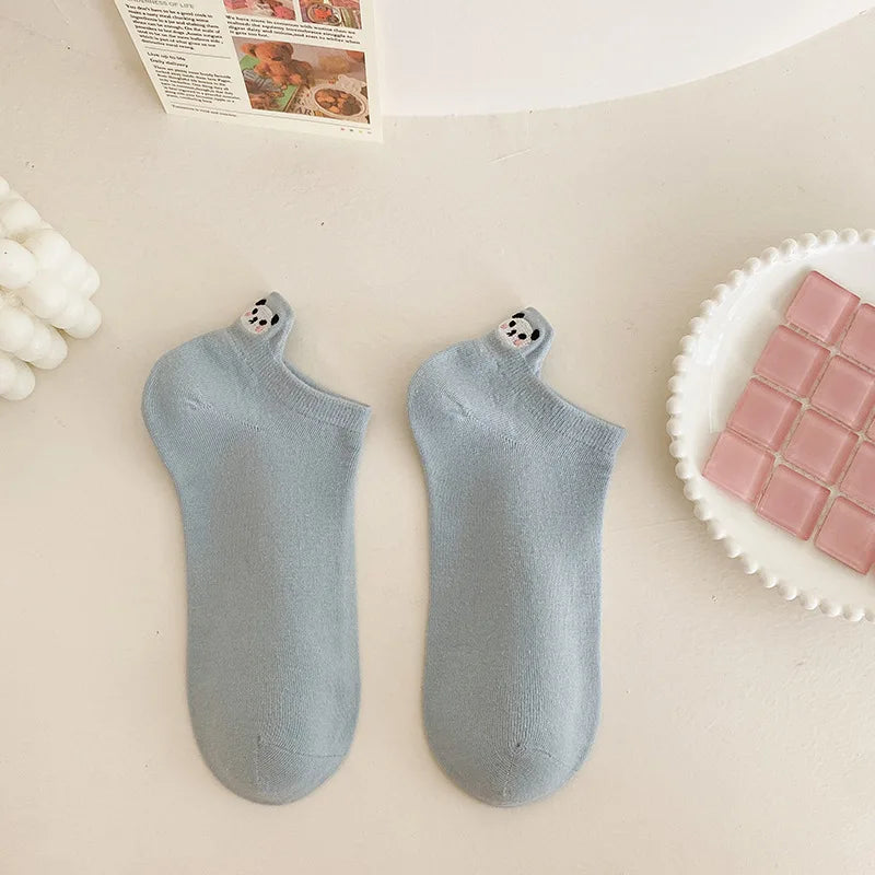 Cotton Embroidered Animal Crew Socks