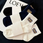 Polyester Blend Printed Letter Casual Crew Socks