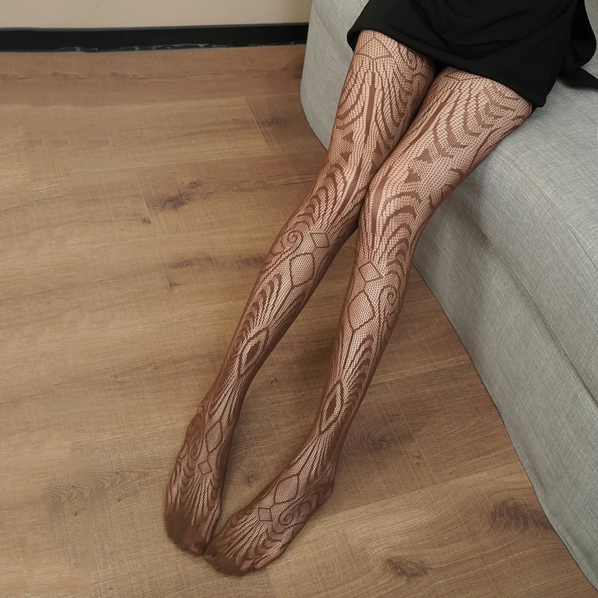 Floral Pattern Nylon Mesh Pantyhose Stockings - 8