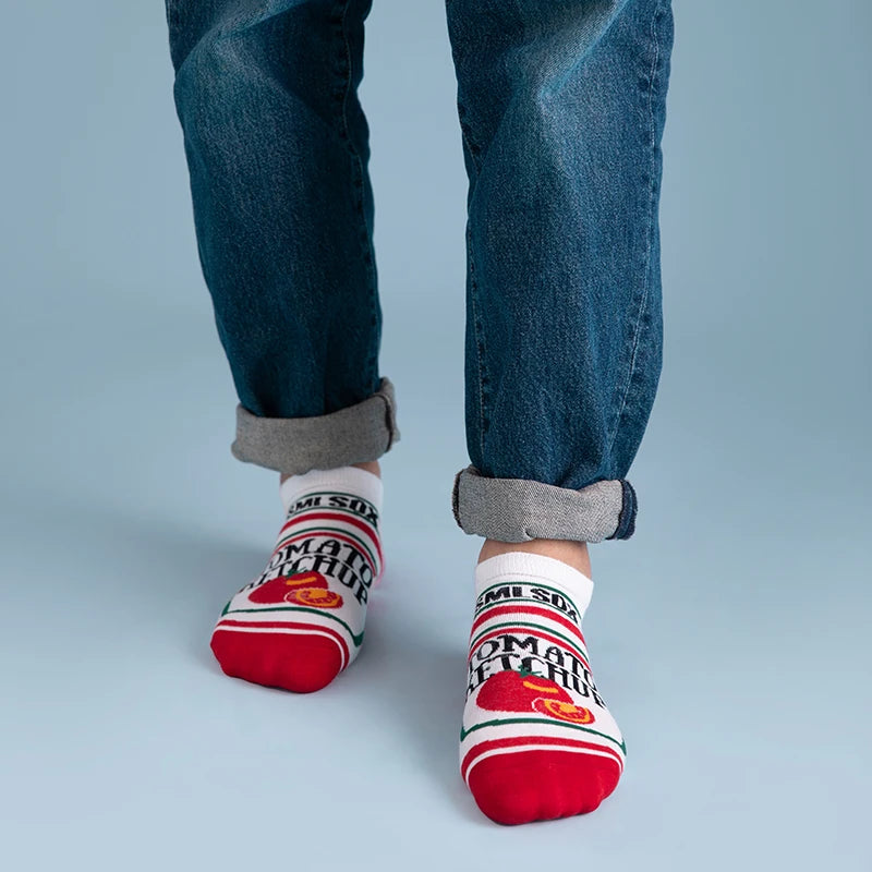 Cotton Blend Tomato Print Ankle Socks - 5