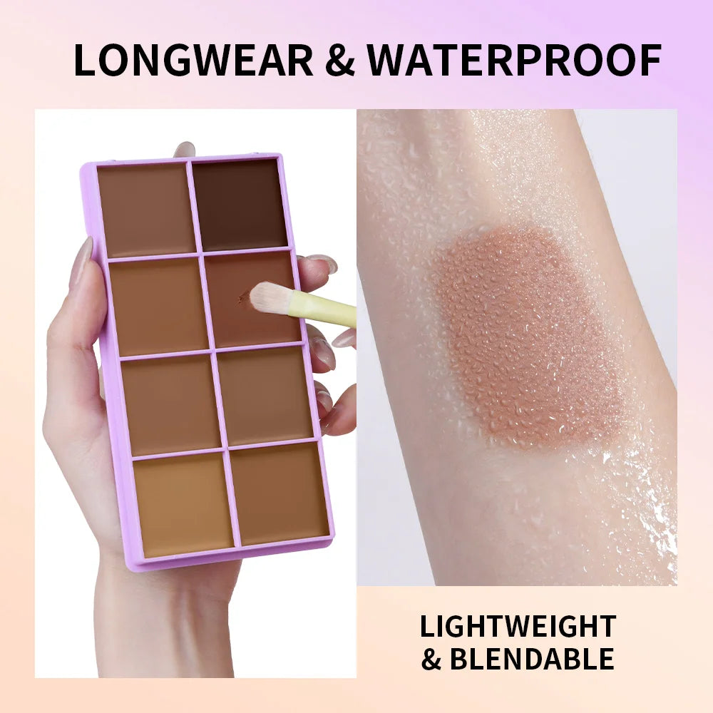 8 Shade Cream Concealer Palette and Contour Kit