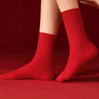 Polyester Elastane Crew Socks Women Casual Mid Tube Set