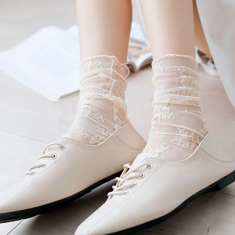 Floral Lace Mesh Ankle Socks