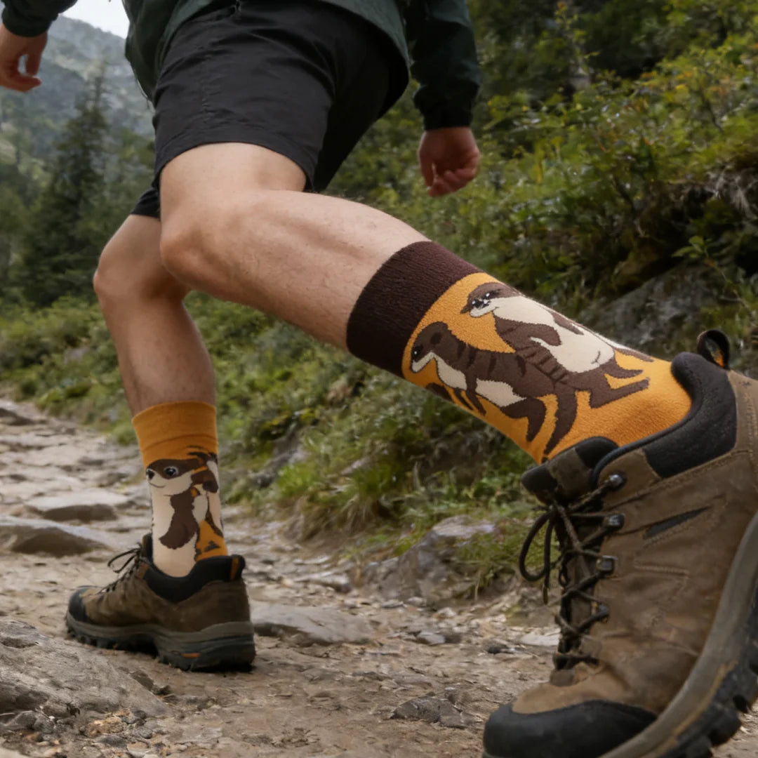 Cotton Blend Mid Calf Weasel Pattern Unisex Casual Socks