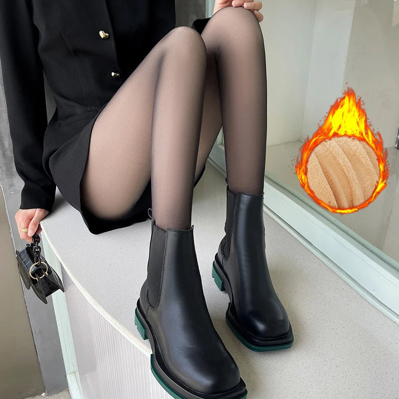 Polyester Elastane Fleece Lined Thermal Tights