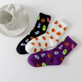 Cotton Blend Halloween Pattern Mid Calf Socks 3 Pair Set