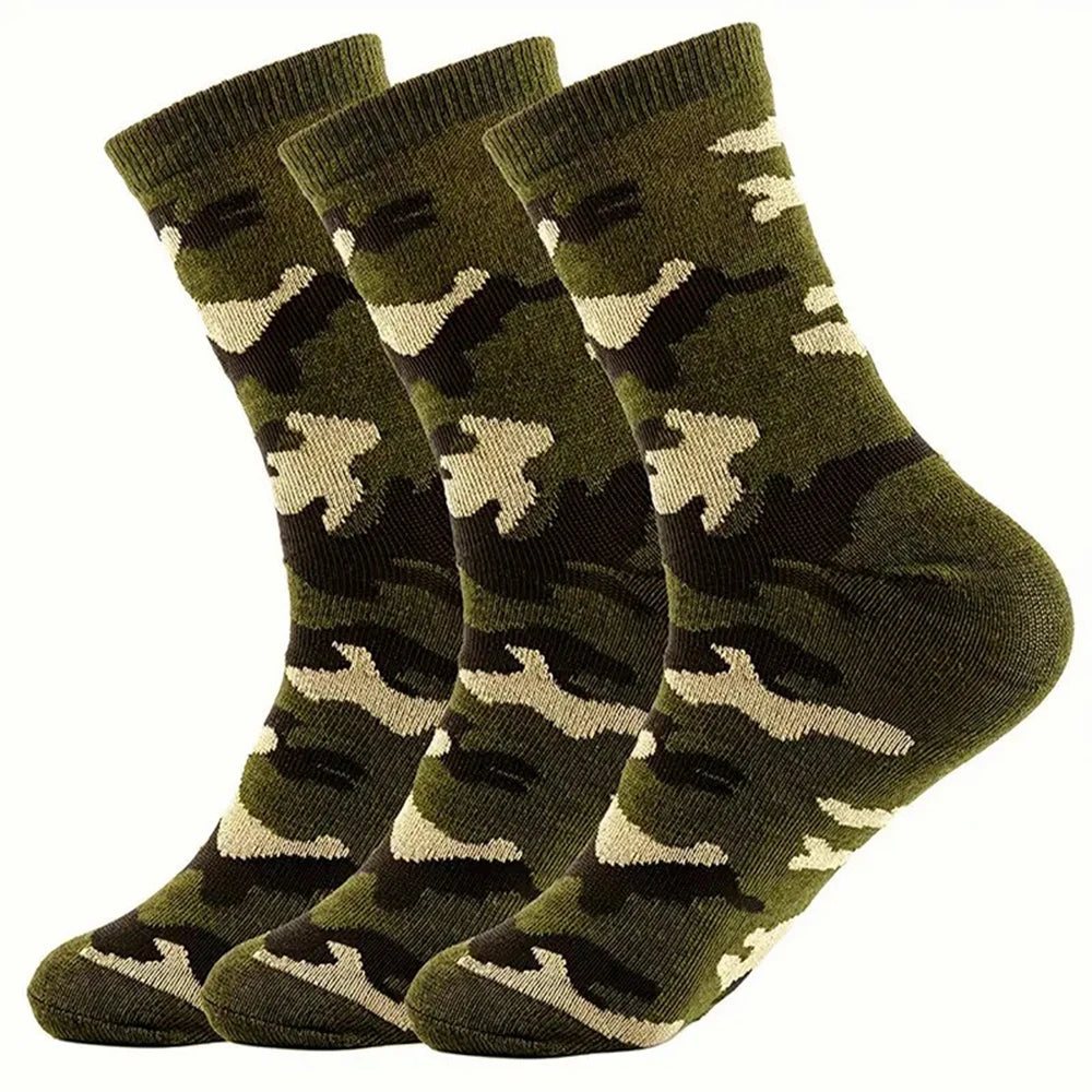 Polyester Elastane Camouflage Crew Socks