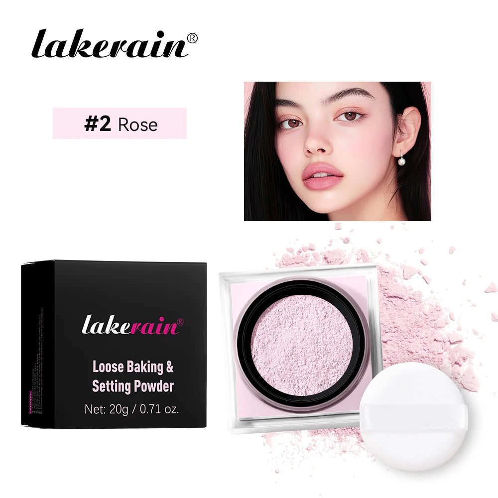 Matte Finish Loose Setting Powder Makeup With Puff - 20