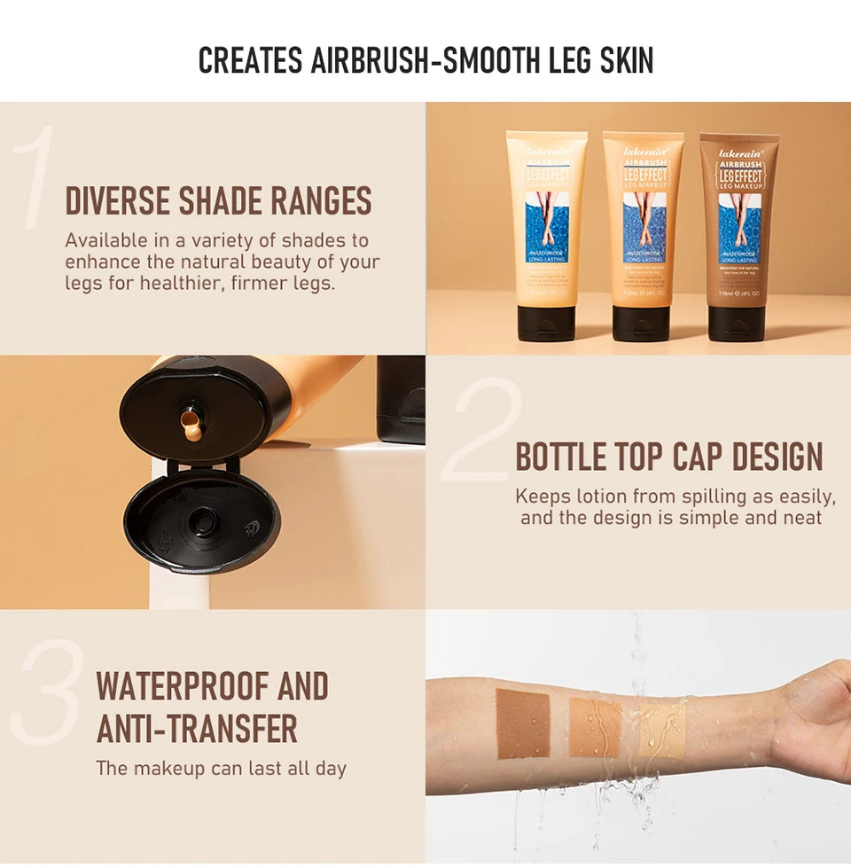 Waterproof Liquid Leg Foundation And Body Concealer With Applicator - 8