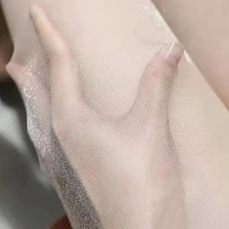 Shiny Nylon Elastane Transparent Glitter Pantyhose Tights - 2
