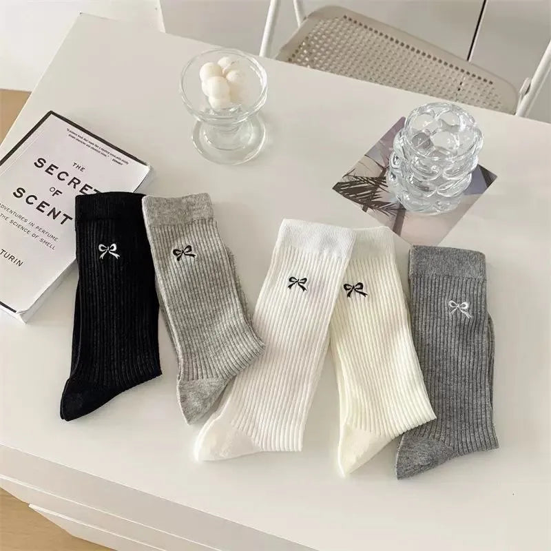 Polyester Blend Butterfly Pattern Casual Mid Length Socks 5 Pack - 4
