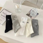 Polyester Blend Butterfly Pattern Casual Mid Length Socks 5 Pack