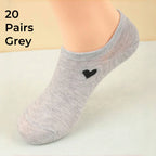 Polyester Elastane Low Cut No Show Heart Pattern Socks