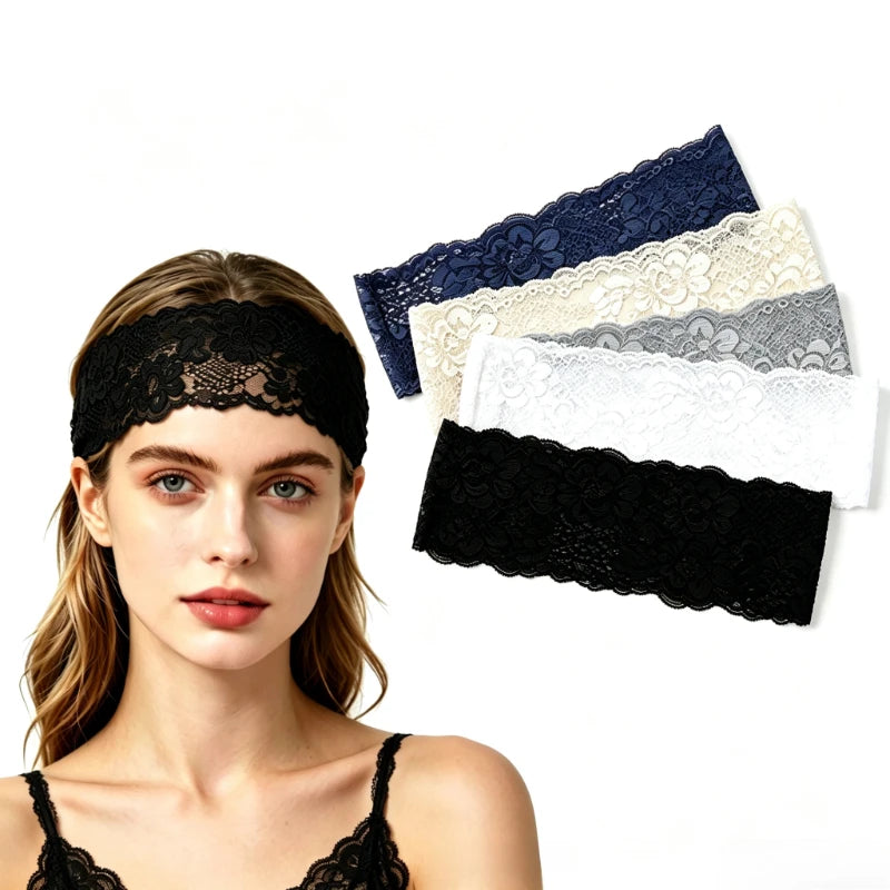 Floral Lace Elastic Headband for Women