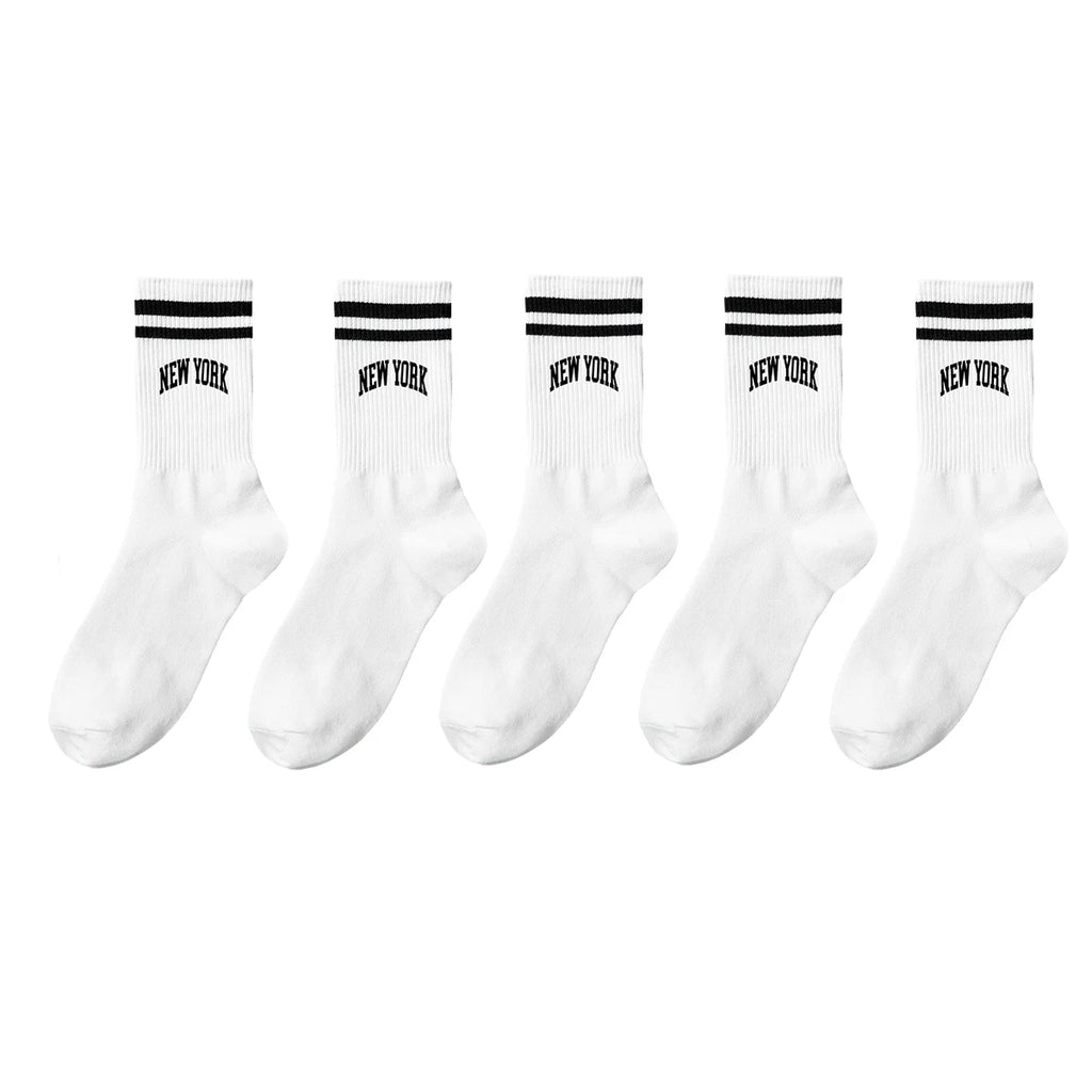 Polyester Elastane Women Crew Socks With Lettering