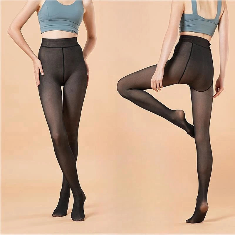 Fleece Lined Translucent Thermal Tights for Women - 2
