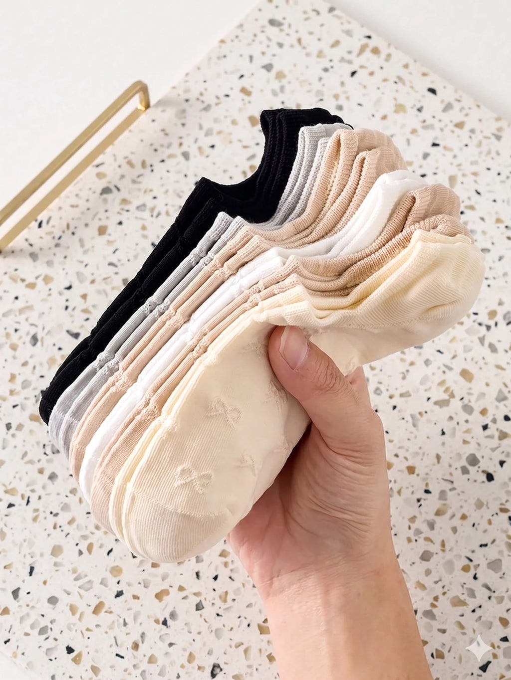 Polyester Elastane Low Cut Ankle Socks For Women 5 Pairs