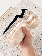 Polyester Elastane Low Cut Ankle Socks For Women 5 Pairs