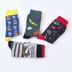 Polyester Elastane Printed Crew Socks for Men