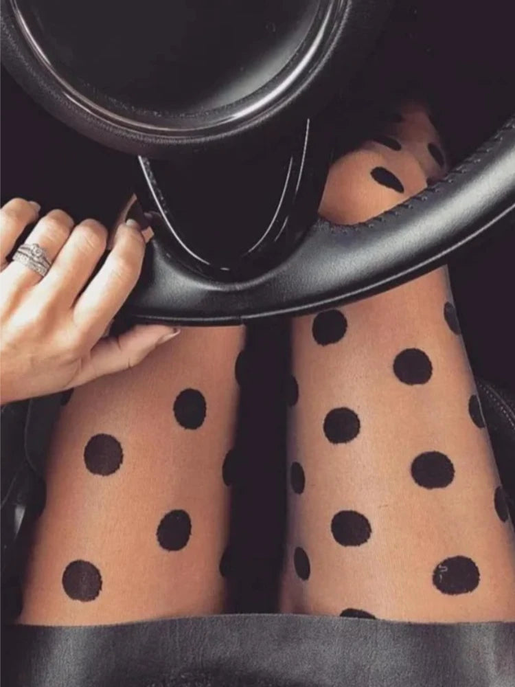 Polka Dot Nylon Tights Womens Sheer Patterned Pantyhose