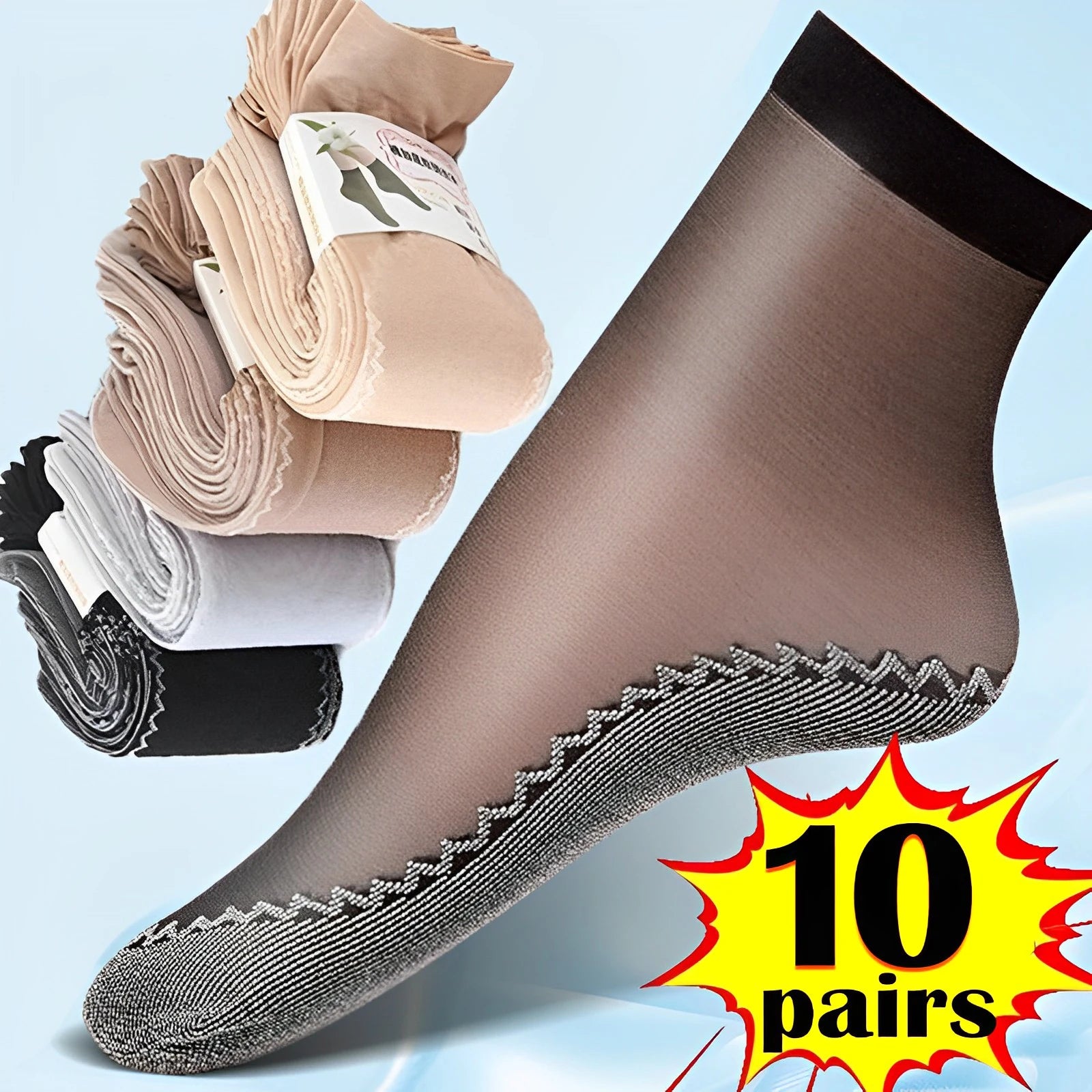 Womens Nylon Breathable Anti Slip Ankle Socks - 9