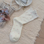 Polyester Spandex Polka Dot Mid Tube Casual Socks