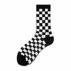 Polyester Blend Checkerboard Pattern Socks 2 Pair Set