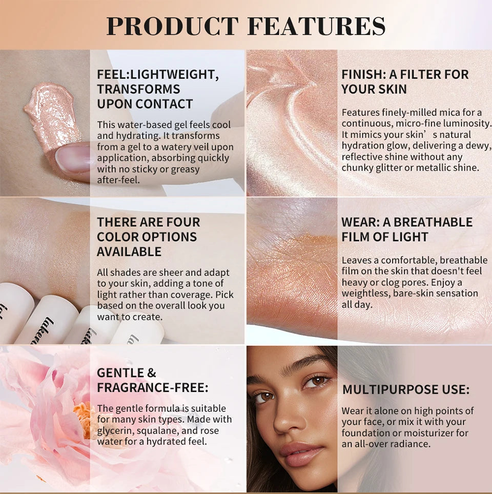 Water Based Gel Face Highlighter and Illuminating Makeup Primer - 10