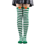 Polyester Striped Pumpkin Over The Knee Socks