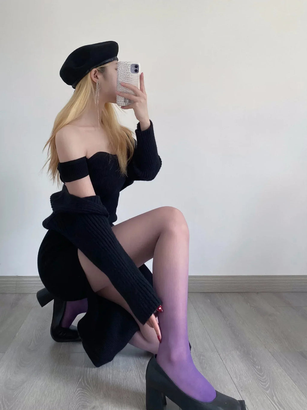Gradient Nylon Core Yarn Pantyhose Stockings