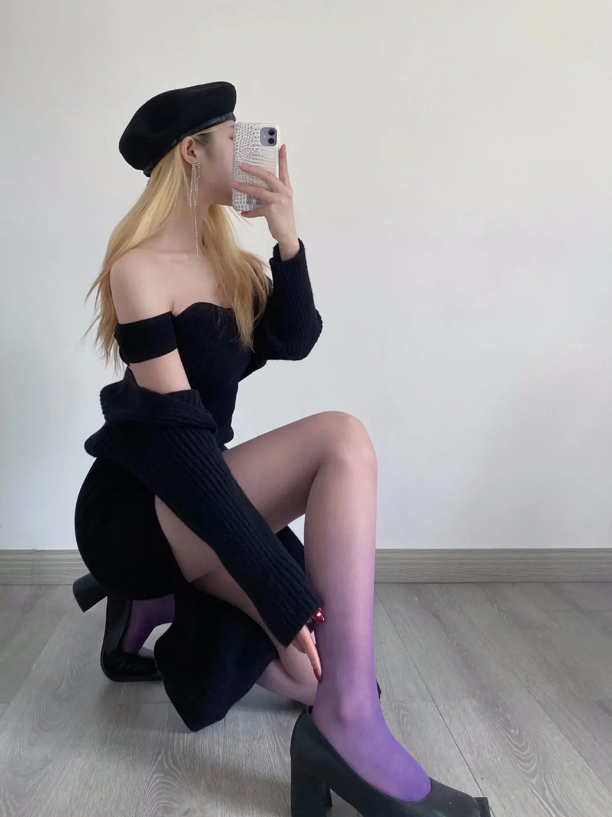 Gradient Nylon Core Yarn Pantyhose Stockings
