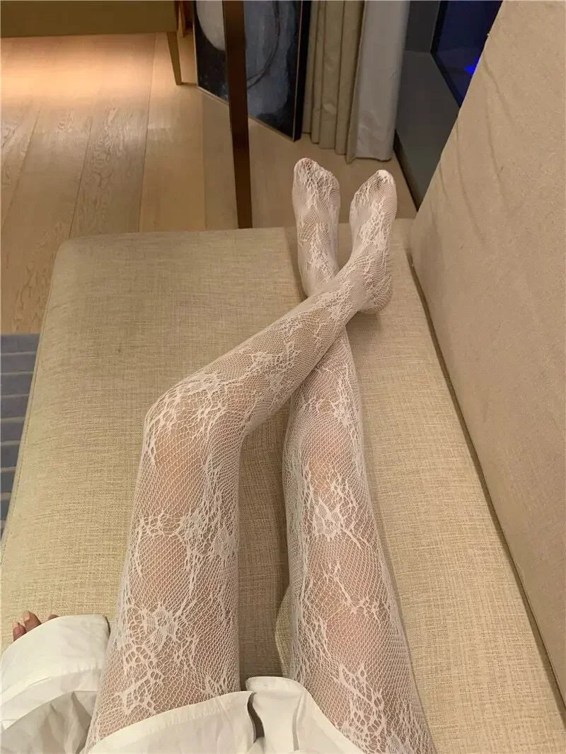 Floral Pattern Polyester Elastane Mesh Tights