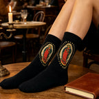 Polyester Elastane Portrait Print Mid Calf Socks