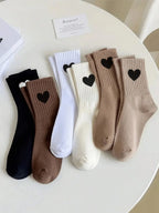 Polyester Elastane Heart Pattern Mid Tube Casual Socks