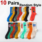 Cotton Blend Letter Printed Mid Tube Casual Crew Socks